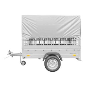 Remorque pour permis B Garden Trailer 201 KIPP 500 kg 200 x 125 cm [avec rehausses grillagées, bâche haute, arceau et roue jockey]